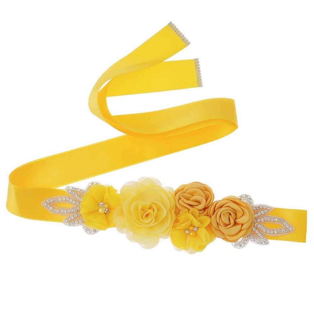 1637 Sash Belt With Flowers Pearls Rhinestone For Wedding Bride/Baby Shower